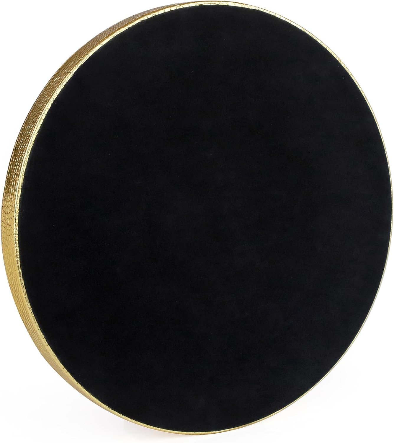HofferRuffer Round Serving Tray 20'', Elegant Faux Leather Circle Ottoman Table Tray, Serve Tea Coffee Breakfast in Bedroom Living Room Kitchen (Brown)