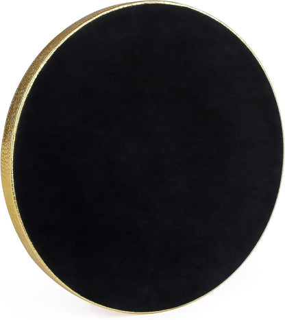 HofferRuffer Round Serving Tray 20'', Elegant Faux Leather Circle Ottoman Table Tray, Serve Tea Coffee Breakfast in Bedroom Living Room Kitchen (Brown)
