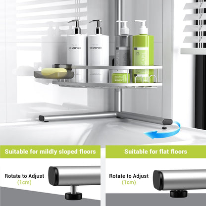 Aitatty Corner Shower Caddy Standing: 4-tier Rustproof Shower Organizer Shelf - Floor Shower Corner Shelf Rack Stand for Bathroom Black