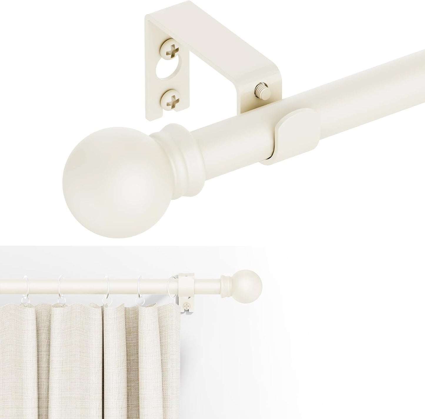 GXOACKJ Curtain Rods for windows 32-48 inch, 5/8 inch Decorative Curtain Rod Set, Matte Black Splicing Heavy Duty Metal Curtain Rod with Brackets