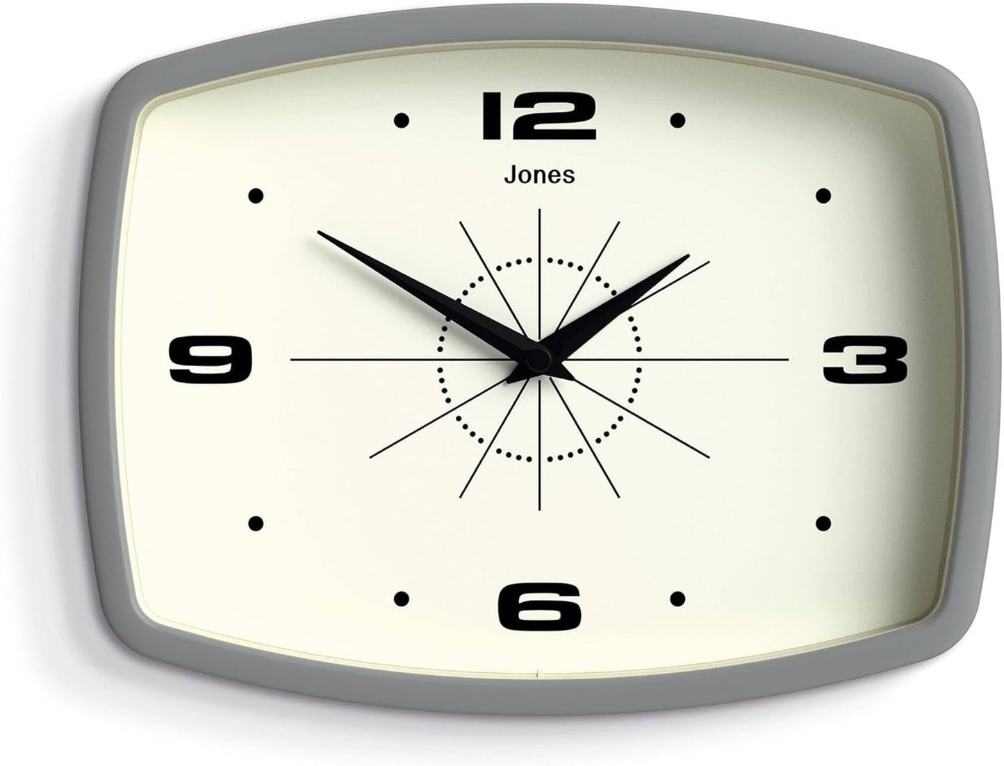 JONES CLOCKS® Movie wall Clock | Retro Rectangular Clock | 10 inch | Orange | Cool mid-Century Designer Look for Kitchen, Living Room or Office