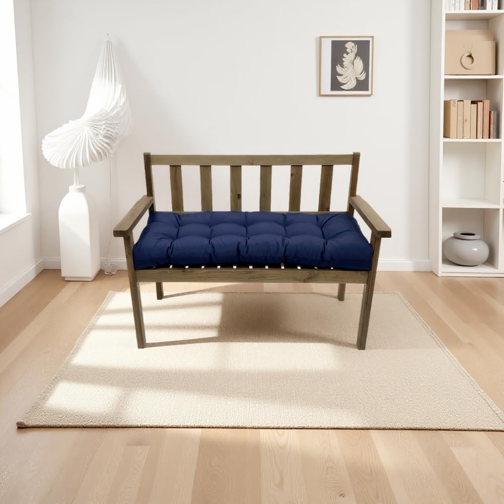 Bench Cushions for Indoor Furniture,Tufted Patio Bench Seat Cushion, Swing Seat Cushion,Garden Loveseat Cushions,Outdoor Cushions for Lounger Garden Furniture Patio (Navy Blue, 39.3x19.7)