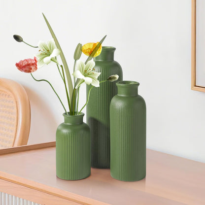 Small White Ceramic Vase Set of 3, Boho Modern White Flower Vase Room Decor, Farmhouse Decor, Vases for Your Kitchen, Bathroom, Bedroom, Living Room, Office&Shelf Centerpiece Table Decorations