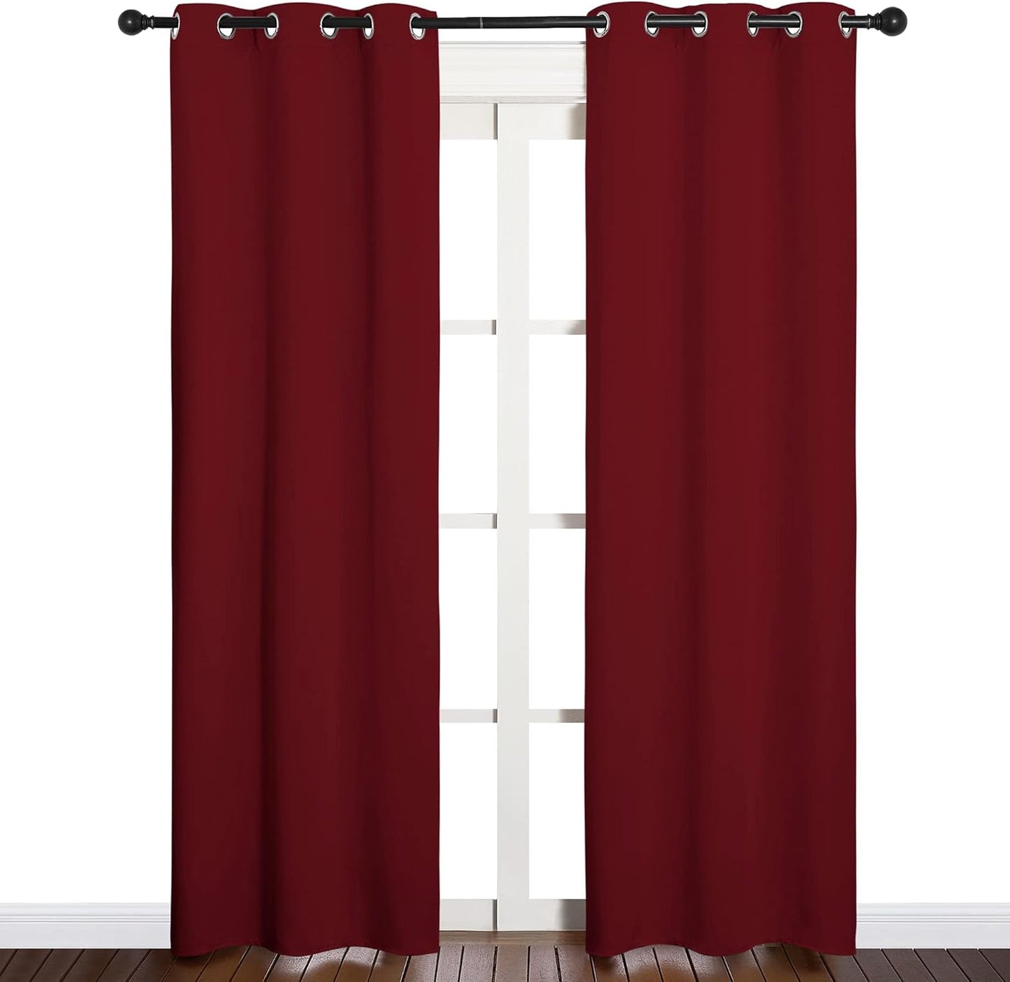 NICETOWN Halloween Pitch Black Solid Thermal Insulated Grommet Blackout Curtains/Drapes for Bedroom Window (2 Panels, 42 inches Wide by 63 inches Long, Black) - Colors A