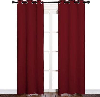NICETOWN Halloween Pitch Black Solid Thermal Insulated Grommet Blackout Curtains/Drapes for Bedroom Window (2 Panels, 42 inches Wide by 63 inches Long, Black) - Colors A