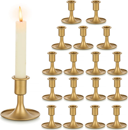 Candlestick Holders Taper Candle Holders, Romadedi Gold Candle Stick Candle Holder for Table Centerpiece, Wedding Reception, Festive Christmas Mantel Decoration or Home Decor, Set of 2