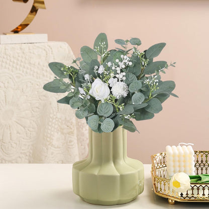 120 Pcs 6 Kinds Mixed Eucalyptus Leaves Stems Bulk Artificial Silver Dollar Leaves Picks Dried Eucalyptus Bundle Faux Spray for Wedding Vase Bouquet Decor (Eucalyptus Leaves Stems-120)