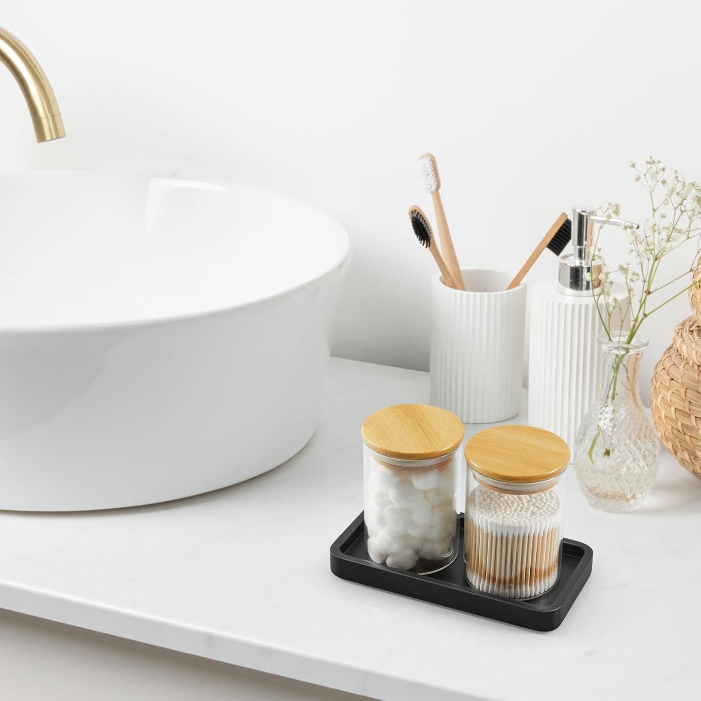 ALELION 11.7" Bathroom Vanity Tray for Counter - Acacia Wood Decorative Tray for Toilet Tank Makeup Perfume Jewelry Catchall Coffee Table - Wooden Kitchen Countertop Organizer for Soap Dispenser