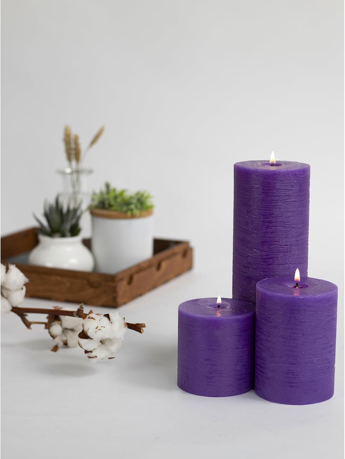 CANDWAX 3x4 inch Pillar Candles Set of 3 – Unscented Dripless Rustic Dark Blue Candles for Room Decor, Weddings, Centerpieces
