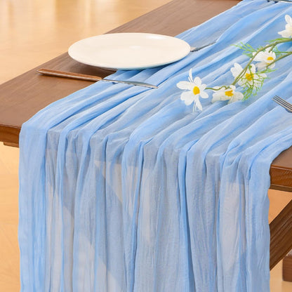 Socomi 3pcs Sage Green Cheesecloth Table Runner Summer Boho Rustic Gauze 120 inch 10FT Cheese Cloth Sheer Runner for Wedding Party Baby Shower Home Decor Holiday Decorations