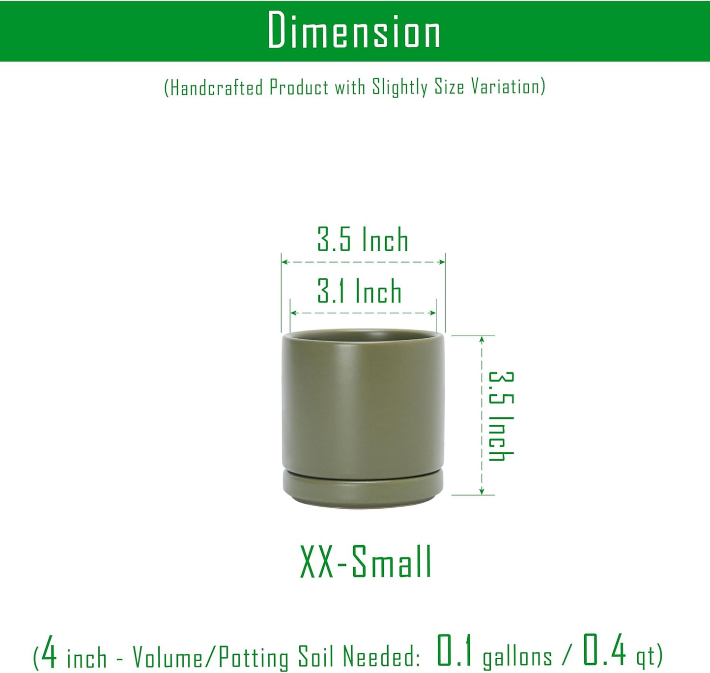 D'vine Dev Set of 2 Plants Pots, 6.5 Inch Ceramic Planter Pot for Plants with Drainage Hole and Saucer, White, 94-V-C-1