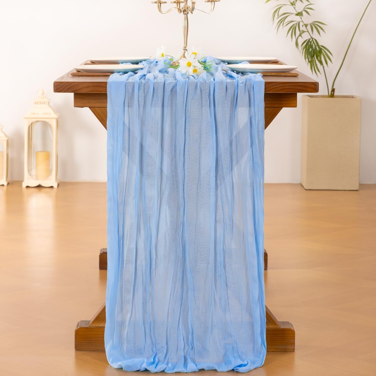 Socomi 3pcs Sage Green Cheesecloth Table Runner Summer Boho Rustic Gauze 120 inch 10FT Cheese Cloth Sheer Runner for Wedding Party Baby Shower Home Decor Holiday Decorations
