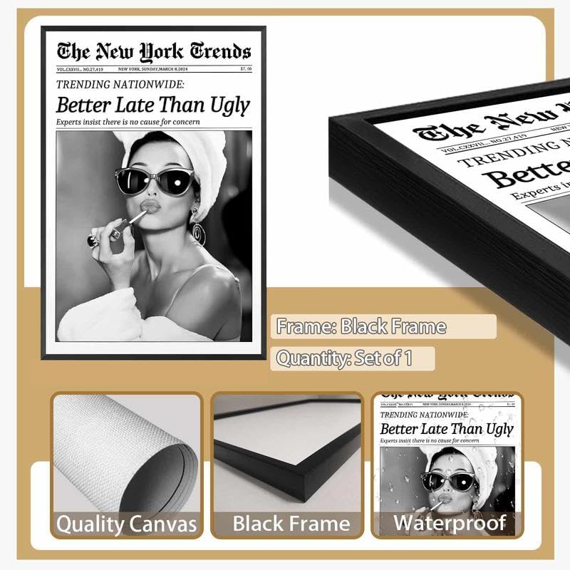 Framed Black And White Retro Newspaper Wall Art ItS Already Yours Universe Quote Poster Trendy Positive Inspirational Wall Decor for Bedroom Office Apartment Dorm Affirmation Canvas Print 8x12inch