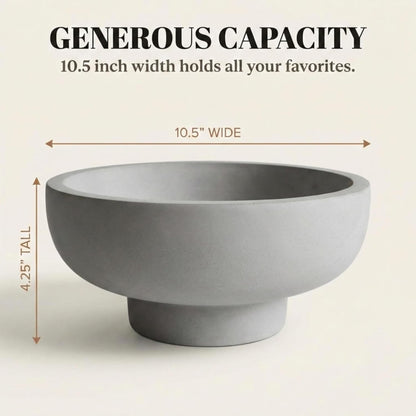 OAKOA Concrete Black Decorative Bowl for Home Decor - Black Fruit Bowl - Modern Pedestal Coffee Table Bowl for Entryway Table