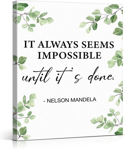 Inspirational Farmhouse Canvas Print Wall Art Decor One Small Positive Thought in the Morning Can Change Your Whole Day Sign Painting Plaque Rustic Home Decoration (8 X 8 Inches, Framed)