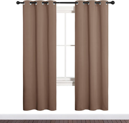 NICETOWN Halloween Pitch Black Solid Thermal Insulated Grommet Blackout Curtains/Drapes for Bedroom Window (2 Panels, 42 inches Wide by 63 inches Long, Black) - Colors D