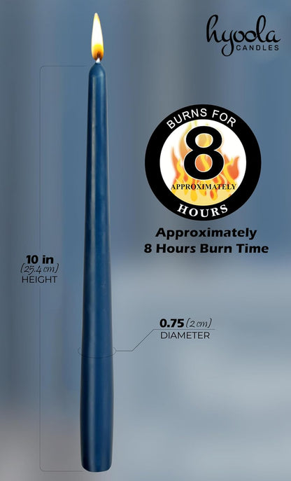 Hyoola Tall Taper Candles - 10 Inch Metallic Gold Unscented Dripless Taper Candles - 8 Hour Burn Time - 4 Pack