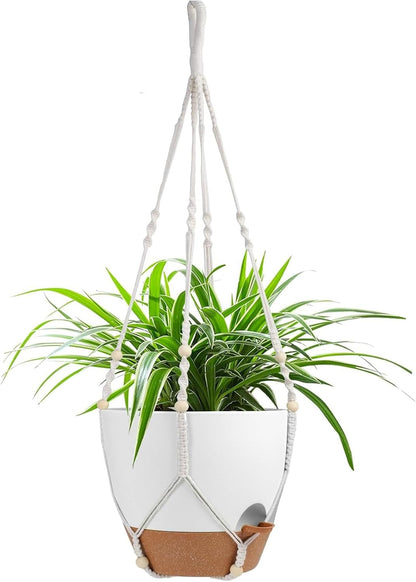 Vanslogreen Hanging Planters for Indoor Outdoor Plants, 2 Pack Self Watering Hanging Pot with Drainage Holes & Removable Tray (Black, 8'')