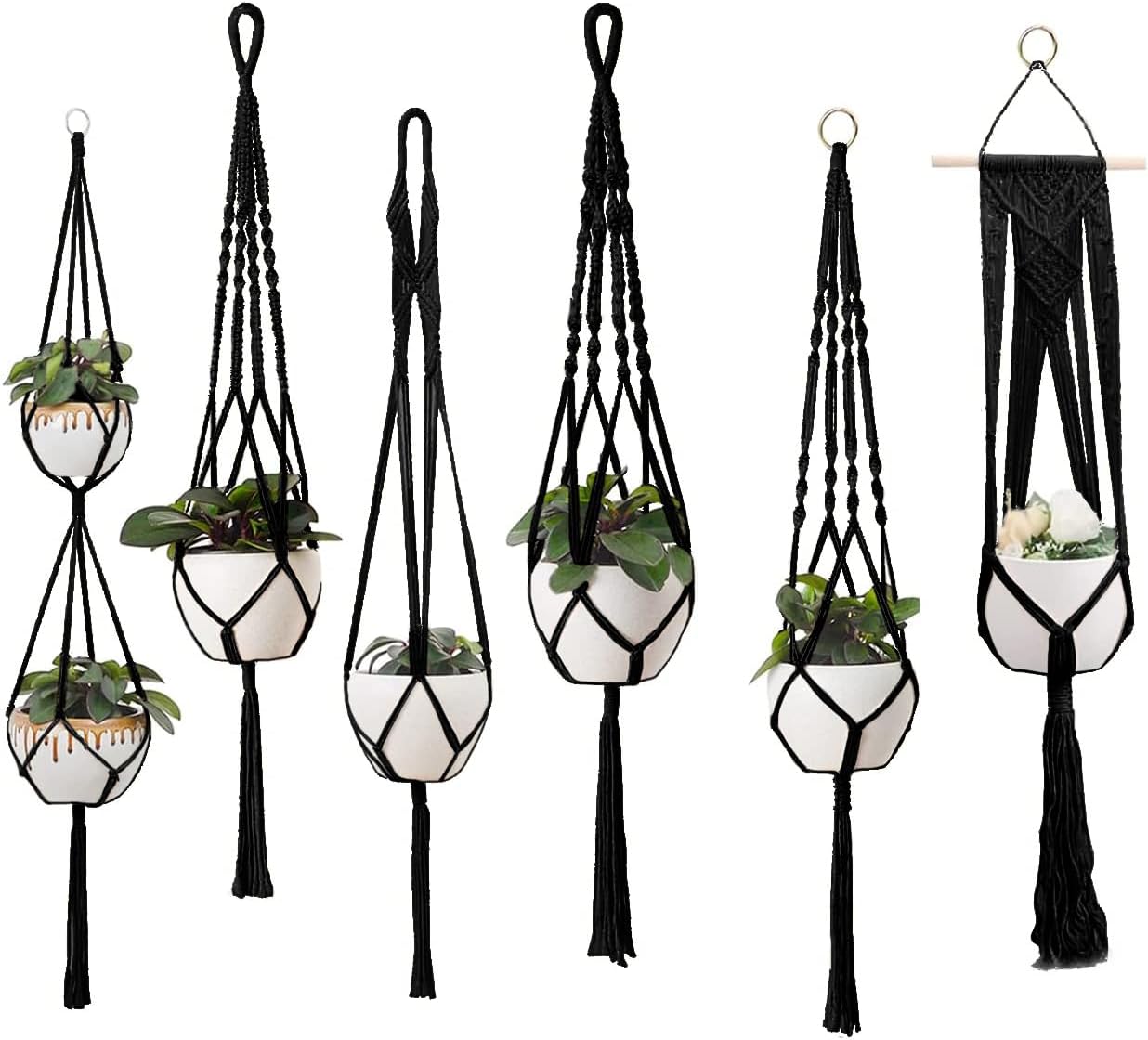 feedee Macrame Plant Hangers Indoor Macrame Hanging Planters for Indoor Plants, 6 Pack Hanging Plant Holders Indoor Hanging, Macromay Plant Hangers for Indoor Plant Hanger, Outdoor Flower Pots Holder