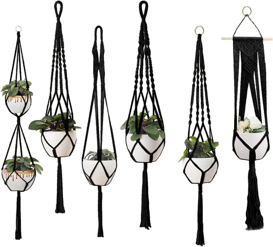 feedee Macrame Plant Hangers Indoor Macrame Hanging Planters for Indoor Plants, 6 Pack Hanging Plant Holders Indoor Hanging, Macromay Plant Hangers for Indoor Plant Hanger, Outdoor Flower Pots Holder