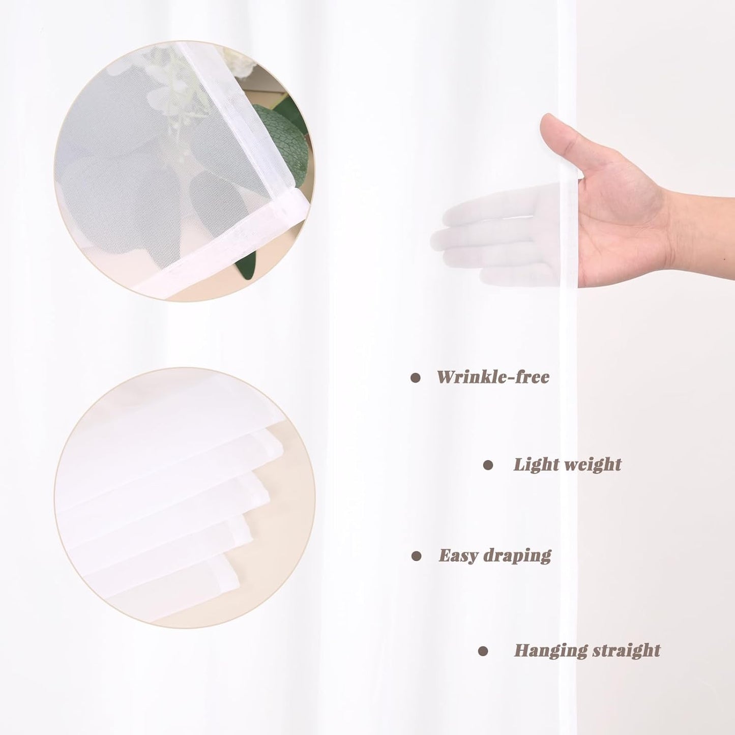 Showgeous 1 Panel White Window Scarf Valance Sheer Curtain Scarf 55" x 216" Extra Long Topper Window Treatment Swag Curtain Drapes for Wedding Canopy Bed Curtains Scarves for Party Ceremony Home Decor
