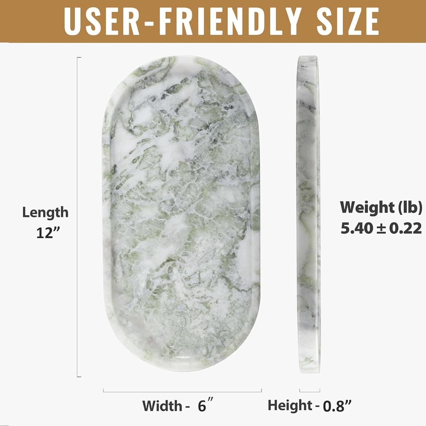 Koville Italian Travertine Tray, 12"x6" Vanity Decorative Marble Tray for Countertop, Catchall Tray for Perfume, Candles, Jewelry Dish Tray