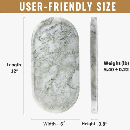 Koville Italian Travertine Tray, 12"x6" Vanity Decorative Marble Tray for Countertop, Catchall Tray for Perfume, Candles, Jewelry Dish Tray