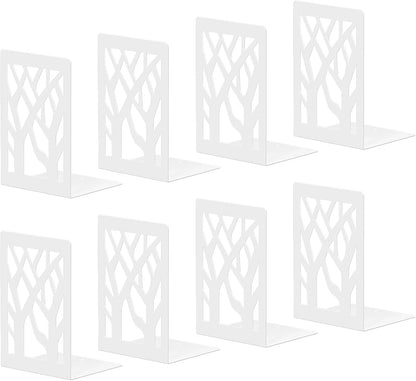 Bookends 4 Pieces, Tree Design Modern Metal Bookends for Shelves, Black Tree Book Ends Decorative Book Organizer for Desk, Decorative Shelve Book Stopper for Home Office
