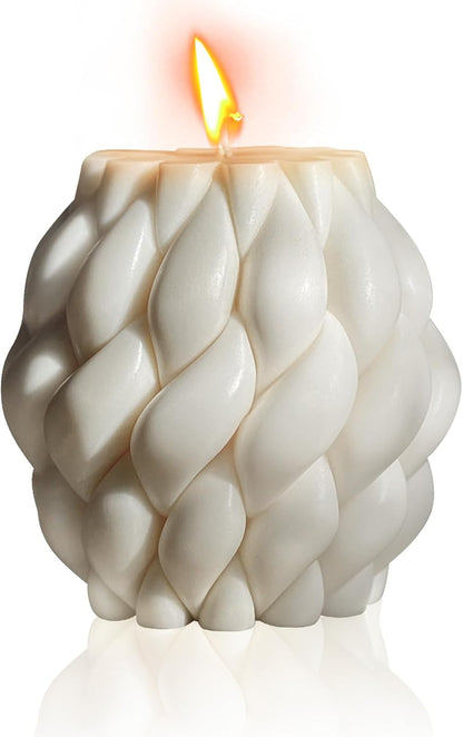 2PCS Hourglass Pillar Candles Set,Soy Wax Orchids Scented Pillar Candles,Cylindrical Tall Pillar Candle,Elegant Bubble Aesthetic Candle Housewarming Gift Home Room Shelf Decor Idea(White)