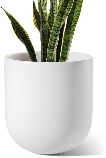 LE TAUCI 12 Inch Pots for Plants, Ceramic Large Planters for Indoor Plants, Indoor Plant Pots for Home Garden Patio Office, Planter Pots with Drainage Hole and Rubber Plug, Neutral Gray