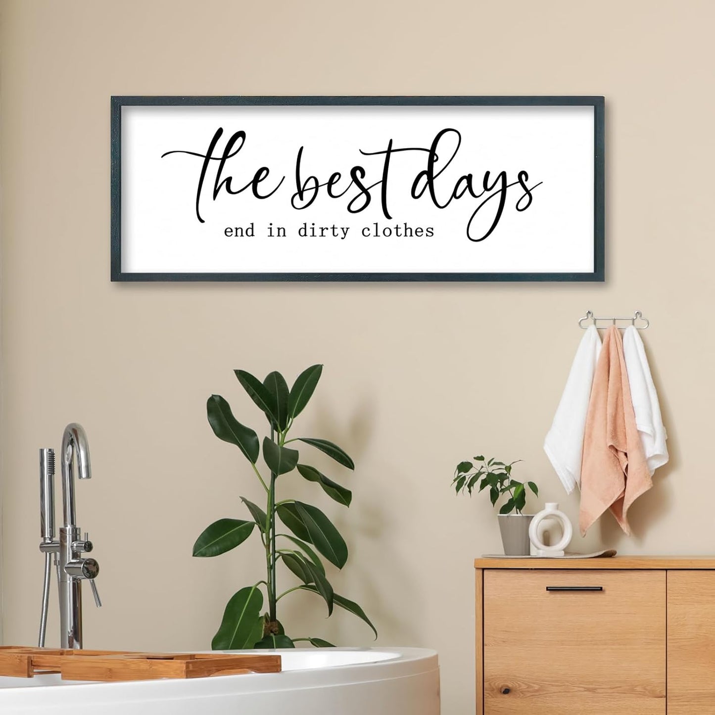 FZMHASLWW Gather Sign Wall Decor 32"×12" Large Wooden Framed for Dining Room Simple Home Kitchen Hanging Art (Wood)