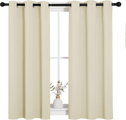 NICETOWN Halloween Pitch Black Solid Thermal Insulated Grommet Blackout Curtains/Drapes for Bedroom Window (2 Panels, 42 inches Wide by 63 inches Long, Black) - Colors C