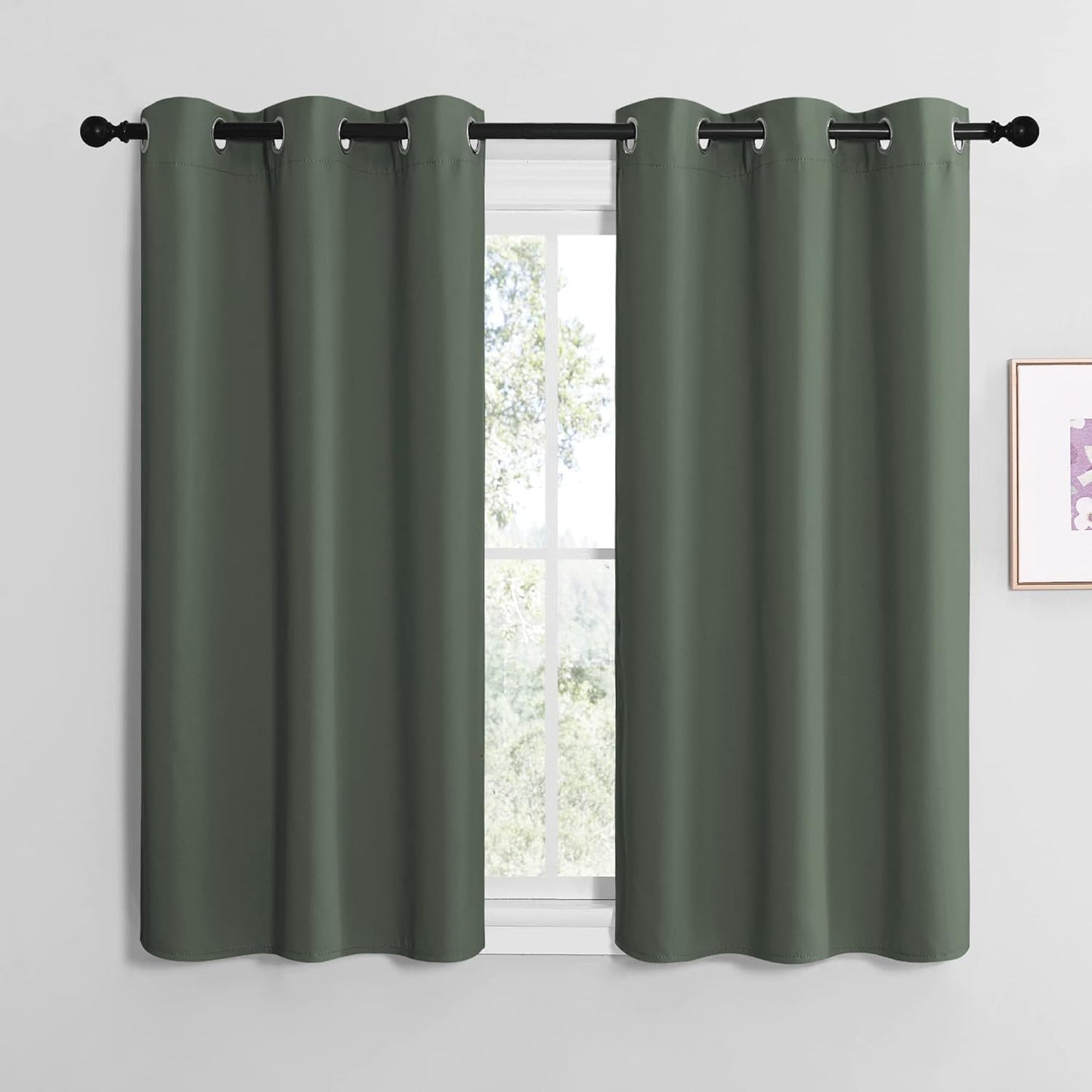 NICETOWN Halloween Pitch Black Solid Thermal Insulated Grommet Blackout Curtains/Drapes for Bedroom Window (2 Panels, 42 inches Wide by 63 inches Long, Black) - Colors C