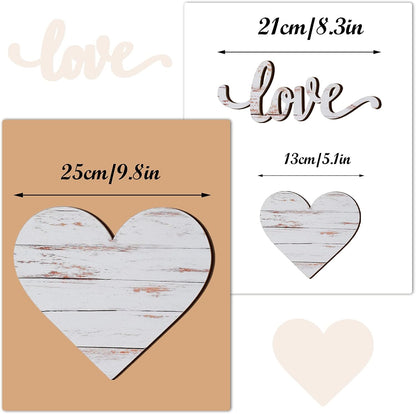 3 Pcs Wooden Hearts Decor Heart Wooden Sign Rustic Hanging Love Plaque for Wall Home Farmhouse Living Room Bedroom Gifts(White)