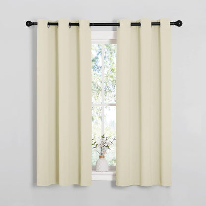 NICETOWN Halloween Pitch Black Solid Thermal Insulated Grommet Blackout Curtains/Drapes for Bedroom Window (2 Panels, 42 inches Wide by 63 inches Long, Black) - Colors C