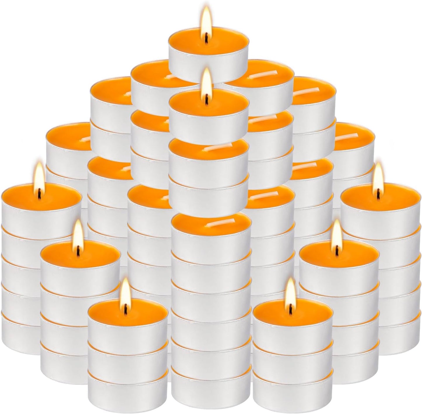100 Pack Scented Tealight Candles - 4 Hours Burning Lemon Aromatherapy | Valentine's Day Romantic Dinner & New Year Home Decor, Yellow Votive Candles for Wedding, Holiday Gift & Emergency (Yellow)