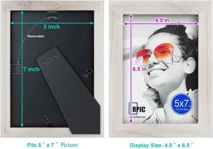 RPJC 5x7 Picture Frames Made of Solid Wood High Definition Glass for Table Top Display and Wall Mounting Photo Frame Black