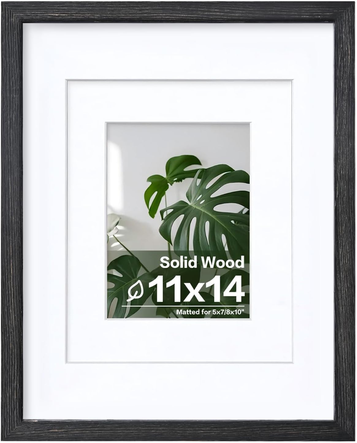 Egofine 12x16 Picture Frame Black, Covered by Plexiglass Made of Solid Wood, Display Pictures 9x12 and 11x14 with Mat or 12x16 Without Mat, for Wall Mounting Photo Frame - Colors A