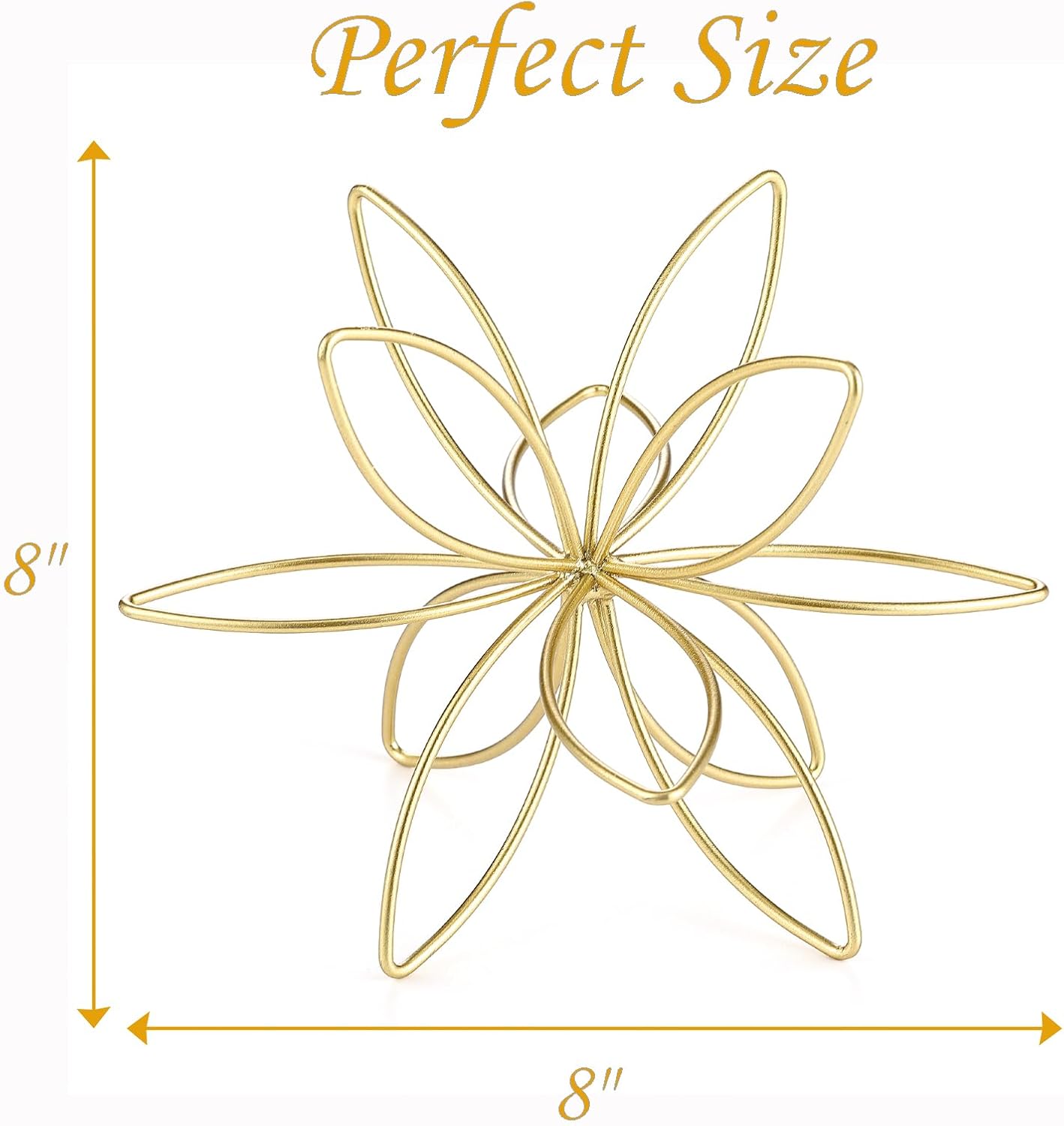 8" Gold Decorative Sphere, Metal Floral Tabletop Sculpture, Abstract Tabletop Decorative Ball for Home Metal Sphere Decor