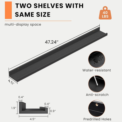 Heimlove Picture Ledge Shelf, Floating Shelves Set of 2, 24 Inches Picture Shelf for Wall with Ledge, Kids Bookshelf Wall Mounted for Living Room Bedroom Decor Books Photo Frames - White