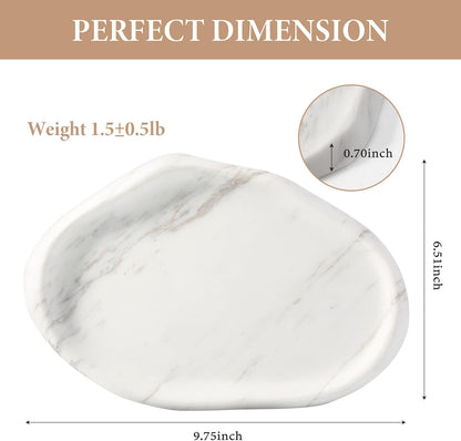 Koville Luxurious Natural Marble Vanity Tray, Cloud Shape Serving Stone Key Tray for Home Decor, 10" x 7" Marble Storage Trays for Bathroom, Stone Plate Holder for Perfume, Candle and Jewelry