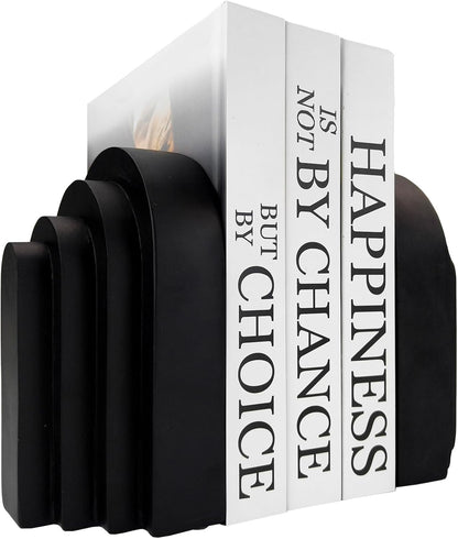 Heavy Duty Book Ends for Shelves, Decorative Book Stopper for Shelves, Resin Decor Bookends for Heavy Books, Modern Home Decor Aesthetic Bookend Aesthetically Pleasing Layered Arch Design, Set of 2