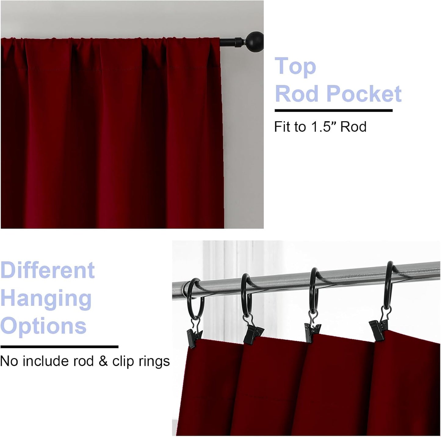 Simplebrand Ava Sage Green Blackout Curtains for Bedroom 63 Inch Length 2 Panels Set, Solid Thermal Insulated Energy Saving Rod Pocket Window Treatment Curtains Blackout Drapes, W40 x L63 Inch, Sage - Colors B
