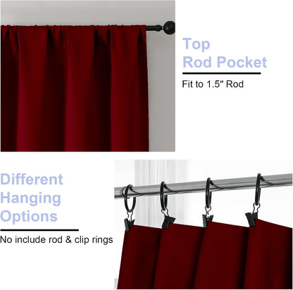 Simplebrand Ava Sage Green Blackout Curtains for Bedroom 63 Inch Length 2 Panels Set, Solid Thermal Insulated Energy Saving Rod Pocket Window Treatment Curtains Blackout Drapes, W40 x L63 Inch, Sage - Colors B