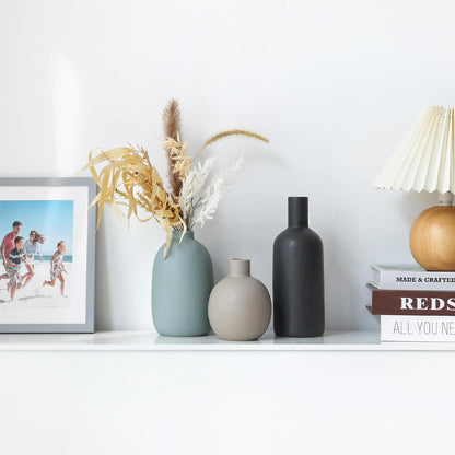 Modern Ceramic Vase Set of 5, Vases Home Decor Rustic Farmhouse Decorative Vase Pottery Vases for Bouquet Pampas Grass Dried Fresh Flowers, Table Living Room Kitchen Bedroom