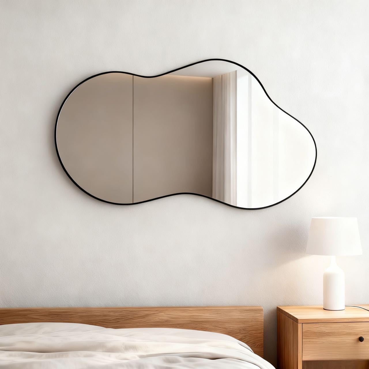 Itrue 12 Inch Small Round Decorative Wall Mirror, HD Silver-Coated Glass with Brushed Black Metal Frame, Minimalist Modern Accent Mirror for Vanity, Narrow Walls, Bathroom, Bedroom & Entryway