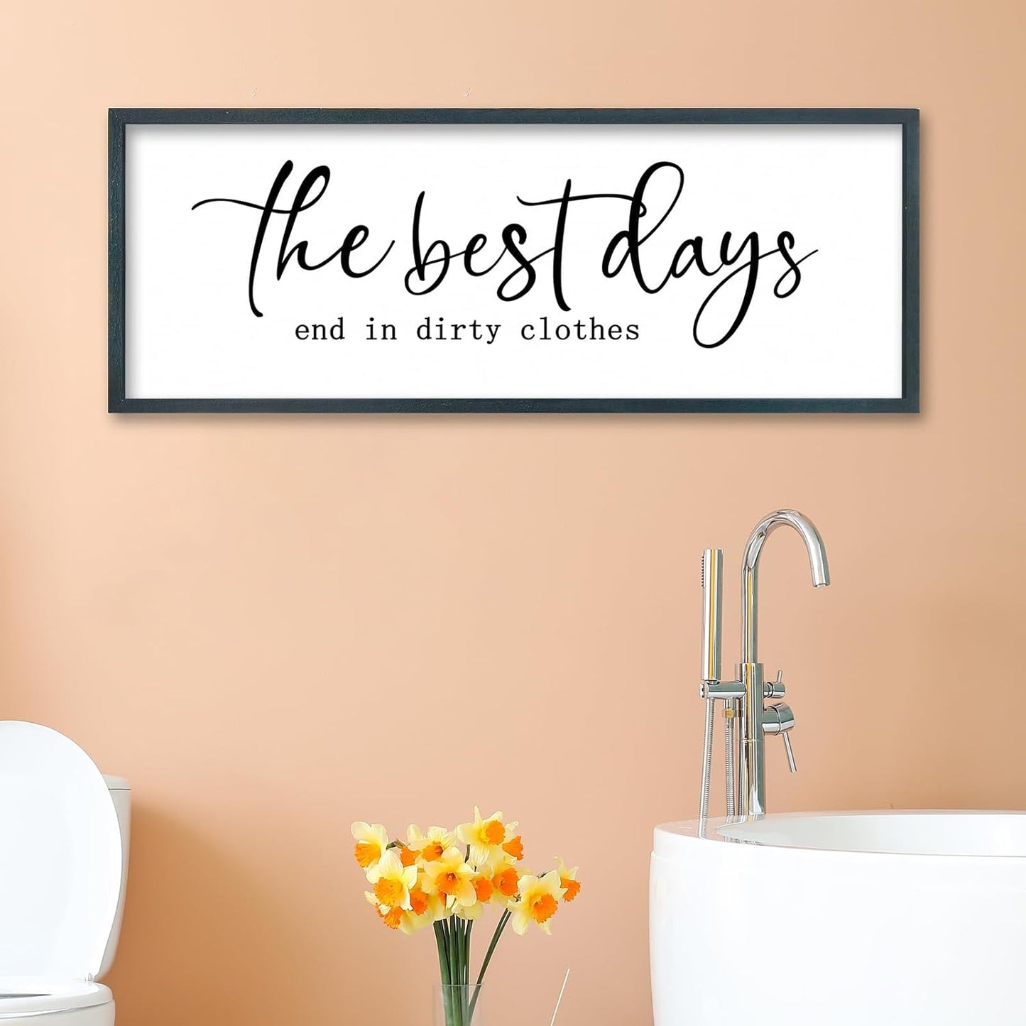 FZMHASLWW Gather Sign Wall Decor 32"×12" Large Wooden Framed for Dining Room Simple Home Kitchen Hanging Art (Wood)