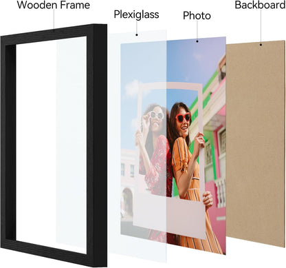 Vittanly 11x14 Picture Frame, Display Pictures 8x10 with Mat or 11x14 without Mat, Photo Frame for Wall Mounting, Black, 1 Pack - Colors A