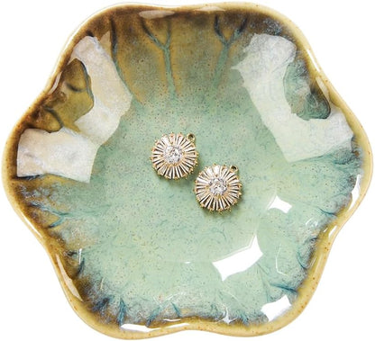 JAMEND CLXP Lotus Leaf Shape Decorative Ring Tray, Small Key Bowl, Ceramic Trinket Tray Jewelry Dish Organizing Necklace Earrings, Home Decoration for Mom Best Friend Sister, Pink.