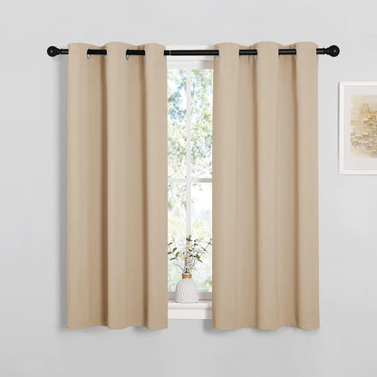 NICETOWN Halloween Pitch Black Solid Thermal Insulated Grommet Blackout Curtains/Drapes for Bedroom Window (2 Panels, 42 inches Wide by 63 inches Long, Black) - Colors D